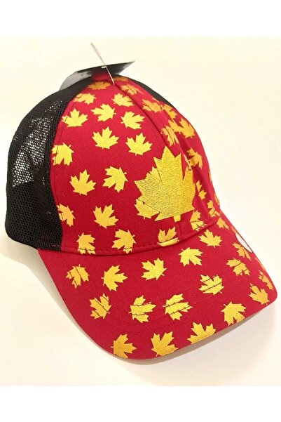 Monalisa Home Stylish Burgundy Color, Yellow Leaf Detailed Men's Hat