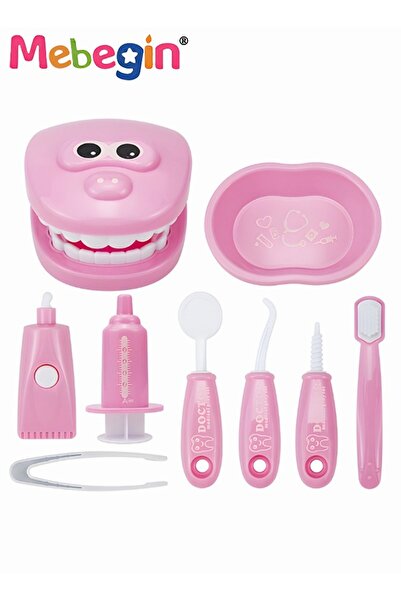 MEBEGIN مجموعة ألعاب تنظيف الأسنان من 9 قطع مع مرآة فموية ومعجون أسنان وفرشاة أسنان وملحقات أخرى، مجموعة طبيب الأسنان
