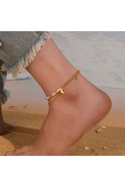 Pursehuit Brățară de gleznă, aurie, oțel inoxidabil, suflată cu aur de 18k, c...