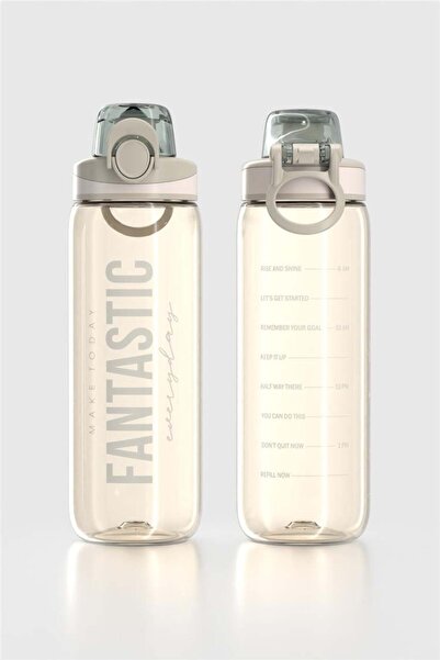 Renga Trego 630 ml Tritan Bottle with Text Pattern 912155 Beige