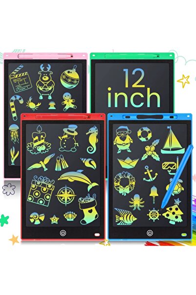 WBC TOYS جهاز لوحي للرسم للأطفال متعدد الألوان مقاس 12 بوصة، شاشة LCD متعددة الألوان، قلم رقمي للكتابة، لعبة مقاس 30.48 سم