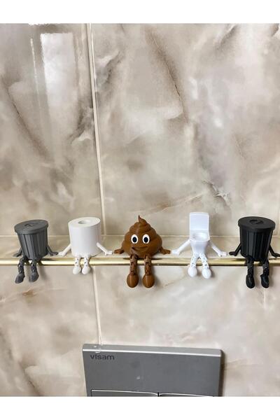 Eta3d 5 li Tuvalet Banyo Köşesi Seti Çöp Kovası Tuvalet kağıdı Kaka Klozet