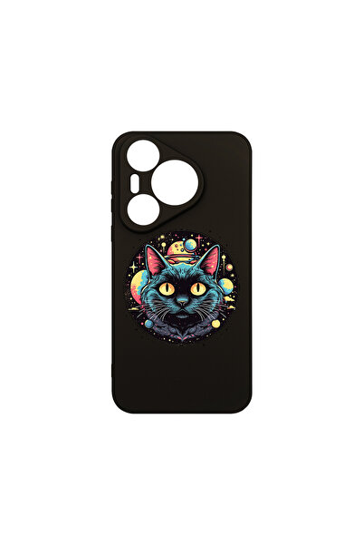 bestcase Husă premium din silicon pentru Huawei Pura 70 Pro, Mystic Black Cat...