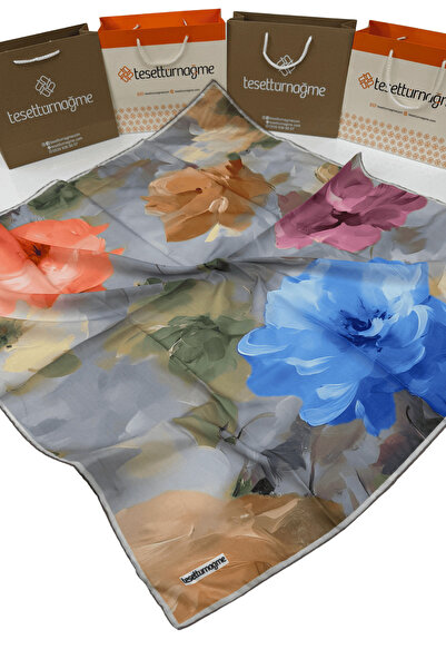 Tesettürnağme Soft Cotton Scarf Tn2007 Floral Pattern Altuni-Bebe Blue-02