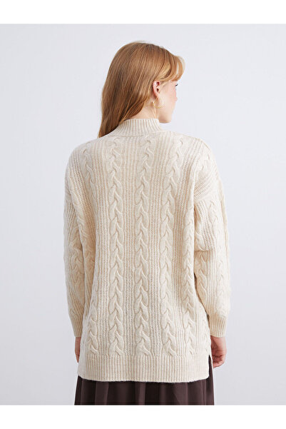 LC Waikiki Lcw Modestekru High Neck Self Patterned Women's Knitwear Tunic