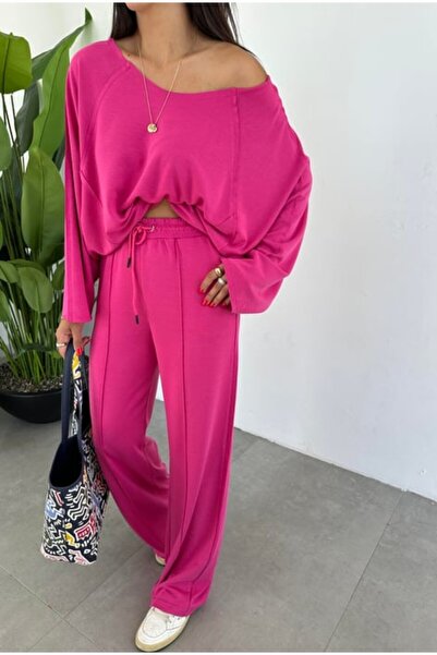 Mars Geniş Yaka Modal Bluz - Palazzo Pantolon Takım