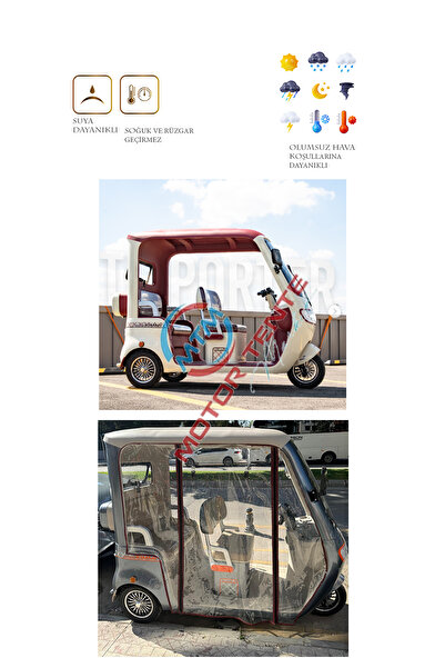 motor tente market mtm Kımmı Triporter Üç Tekerli Motor Brandası - Şeffaf