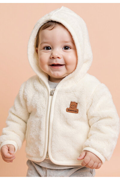 Tuabella Zippered Hooded Baby Plush Welsoft Cardigan