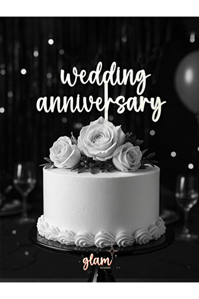 GLAM DEKORASYON Beyaz Wedding Anniversary Tekli Büyük Minimal Modern Tarz Evl...