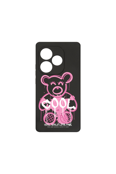 bestcase Husă premium din silicon pentru Realme GT 6, Teddy Bear Cool Pink, P...