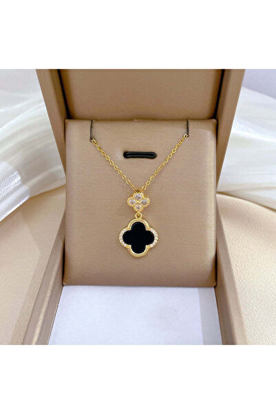 Pursehuit Χρυσό κολιέ, ανοξείδωτο ατσάλι, φυσητό με χρυσό 18 καρατίων, με πέτ...