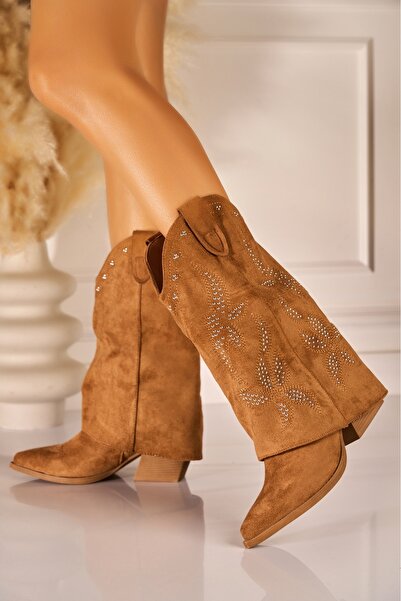 Joana Γυναικείες Κοντές Μπότες Isamy σε Χρώμα Camel από Οικολογικό Δέρμα Suede