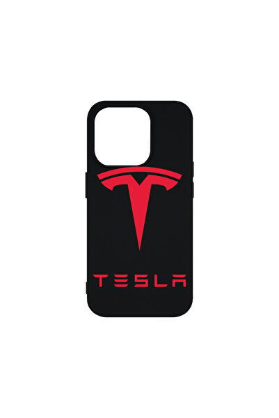 bestcase Husă premium din silicon pentru Apple iPhone 15 Pro, logo Tesla roșu...