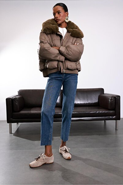 5in1Canpolat Mink Fur Collar Puffer Coat 99784