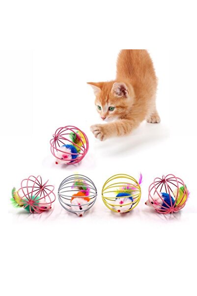 Trixie Plush Mouse in Wire Ball Toy for Cats