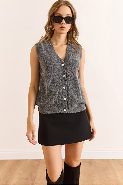 Olalook Women's Smoked Buttoned Soft Textured Knit Vest Ylk-19000088