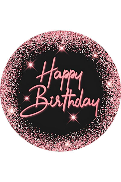 BatıDoğu Yenilebilir Yuvarlak Pasta Resim Baskısı 20 cm Şekerli Kağıt Happy Birthday Temalı 70