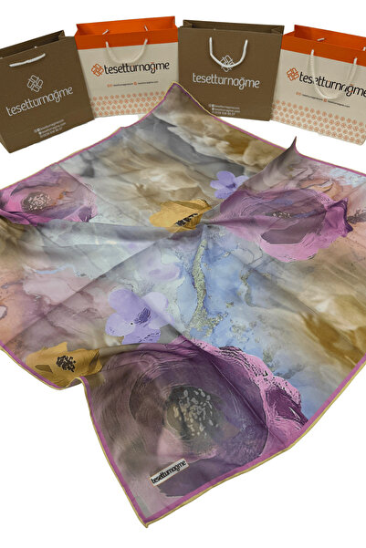 Tesettürnağme Soft Cotton Scarf Tn2002 Floral Pattern Powder-Dore-03