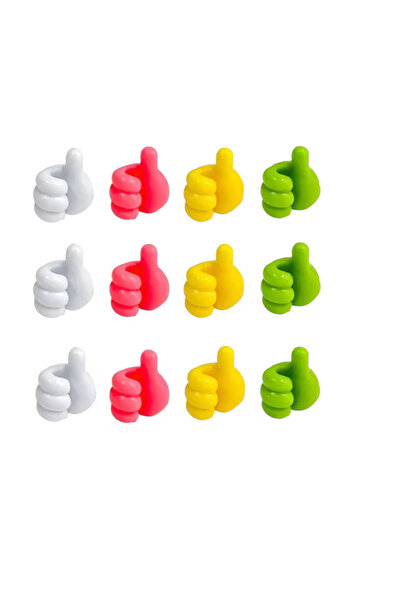 OEM Set 12 cleme autoadezive pentru cabluri, 2.2 x 2.2 x 3 cm, silicon, multicolor