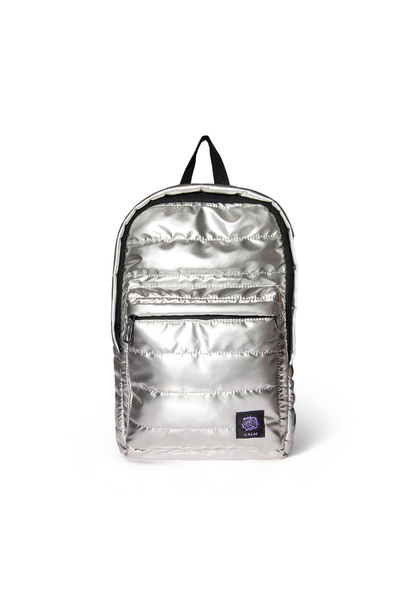 Biggdesign Moods up Calm Quilted Waterproof Fabric School and Laptop Backpack Silver Color