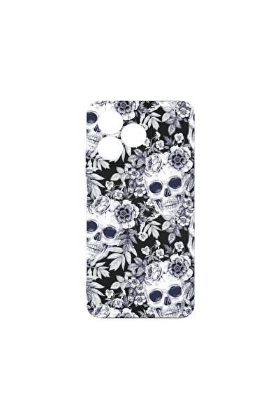 bestcase Carcasă premium din silicon pentru Xiaomi Redmi 13, model craniu alb...