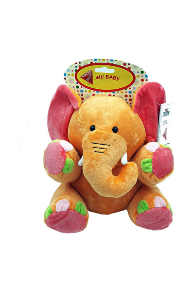 venturelli Jucarie de plus Elefant portocaliu cu zornaitoare 26 cm