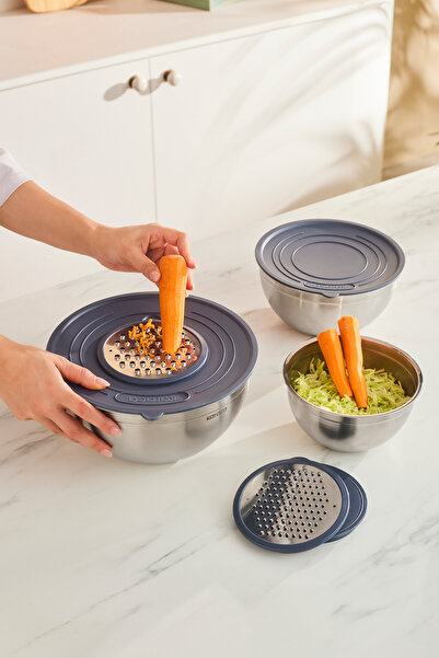 Karaca Kaia 9 Parça Rende Kapaklı Karıştırma ve Saklama Seti Çelik