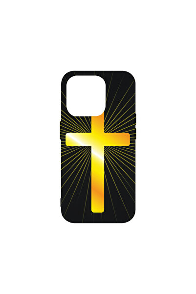 bestcase Carcasă premium din silicon pentru Apple iPhone 15 Pro, Golden Cross...