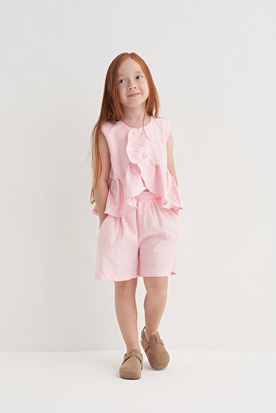 EBU Prive Дівчачі органічні бавовняні шорти з рюшами, рожеві