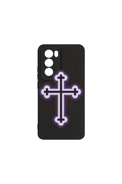 bestcase Carcasă premium din silicon pentru Oppo Reno12 Pro, Purple Cross, PB...