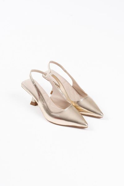 EMOYRA Angelica Women's Gold Crinkled Patent Leather Heeled Shoes
