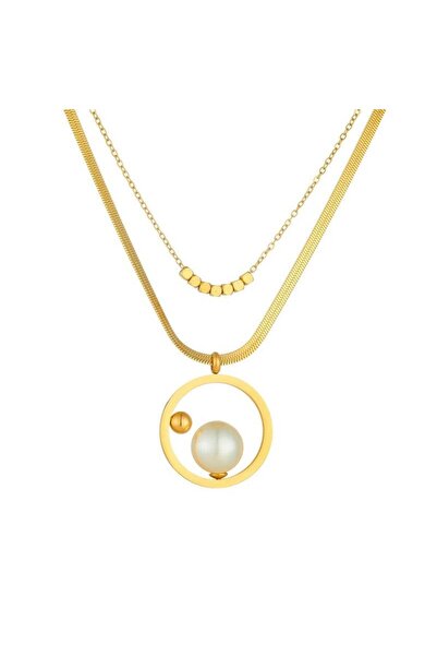 Pursehuit Χρυσό κολιέ, κατασκευασμένο από ανοξείδωτο ατσάλι, σε 2 στρώσεις, φ...