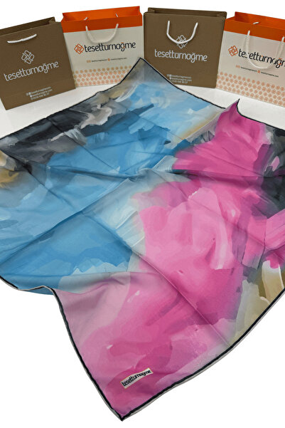 Tesettürnağme Eșarfă din bumbac moale TN2006 Model Batik Roz-Albastru Bebeluş-05