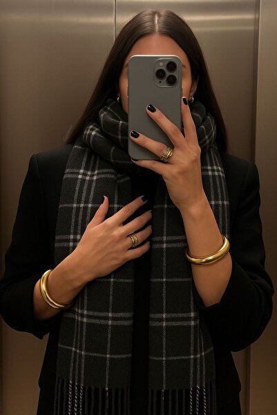 Goldmine Eșarfă unisex, ușoară, cu dungi negre