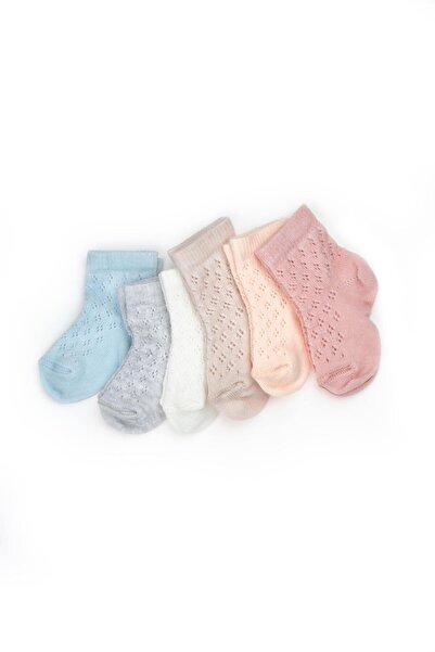 BabyCosy Organic Wear Baby 6-Pack Openwork Detailed Socks 100% Organic Cotton, Baby - Newborn - Csyc1006