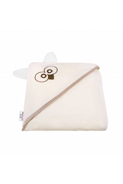 Bocioland Prosop de baie pentru copii, Gluga cu urechi, Din bumbac, 80x80 cm, Beige Owl