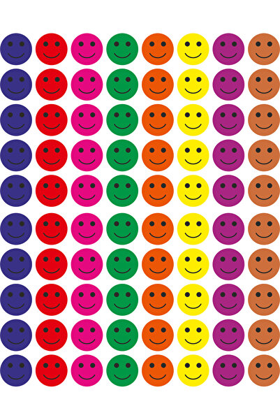 OEM Set 144 stickere din hartie, fete zambitoare, multicolor, diametru 2 cm