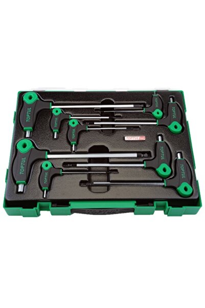 TOPTUL Trusa chei inbus 9 cu maner GZC09030, profil hexagonal, maner T, aderent