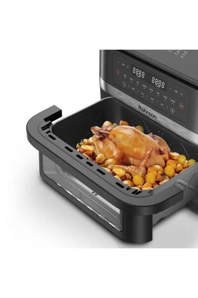 ROHNSON 2 in 1 hot air fryer R2881 11L, 2x5.75l, 2950W, timer 1-60 min, 8 programs,