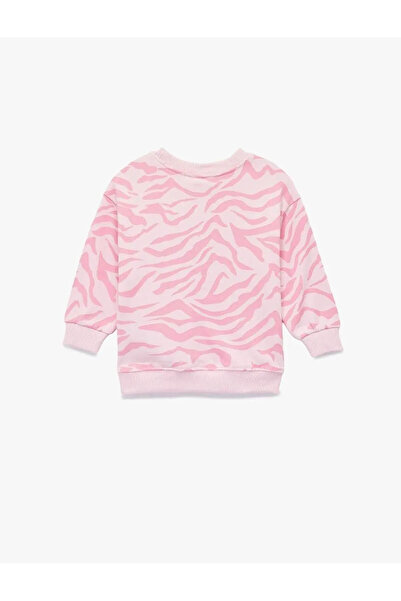 Koton Hanorac pentru fetiță din bumbac cu gât rotund, roz, 6Wmg10078Ak