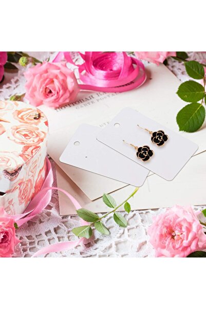 naturevo 100 Adet Beyaz Küpe Sergileme Kartı 300 Gr Kalın Karton Sunum Kartı