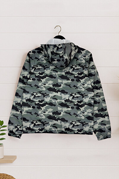 BESSA Camouflage Raincoat Palestine Map Printed Waterproof Seasonal Fabric Hooded Zipper Pocket