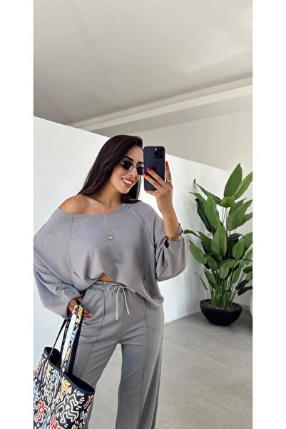 Mars Geniş Yaka Modal Bluz - Palazzo Pantolon Takım