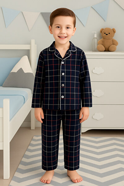 zahider Boy's Suede Cotton Button-Down Pajama Set