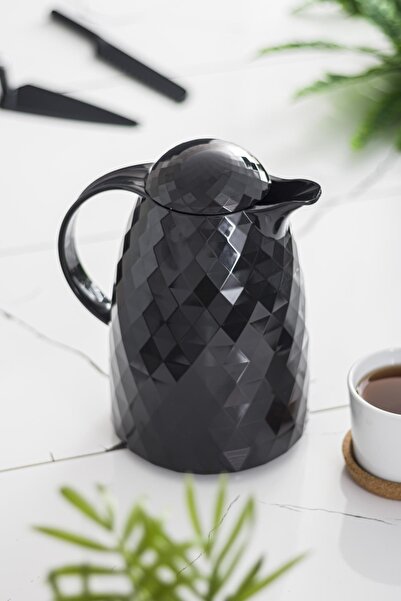 Genel Markalar 1 Lt Akrilik Siyah Çay Termosu 12 Saat Sıcak 24 Saat Soğuk