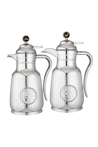 ORIAN طقم ترمس أسال كروم سادة، قطعتين