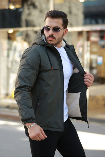 Boymen Men's Coat with Fur Inside Thick Waterproof Coat Premium Coat