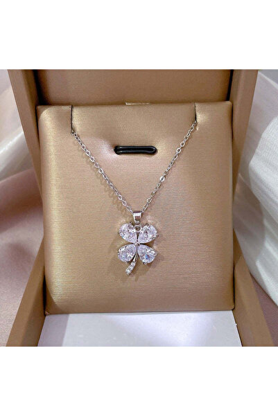 Pursehuit Colier argintiu, oțel inoxidabil, suflat cu aur de 18k, cu pietre d...