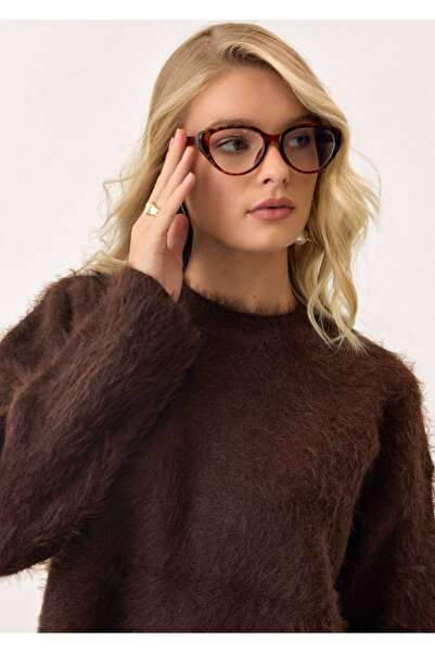 Le Savu SHILSEE ЖЕНСКИ ПУХЕН ПУЛОВЕР С БРАДА КАФЯВ