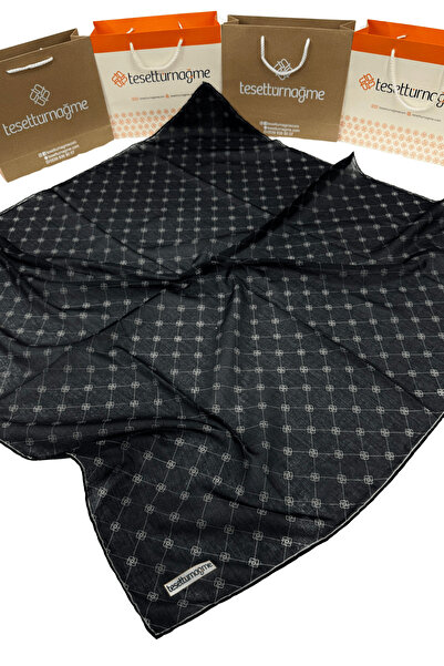 Tesettürnağme Soft Cotton Scarf Tn2001 Monogram Black-Beige-01